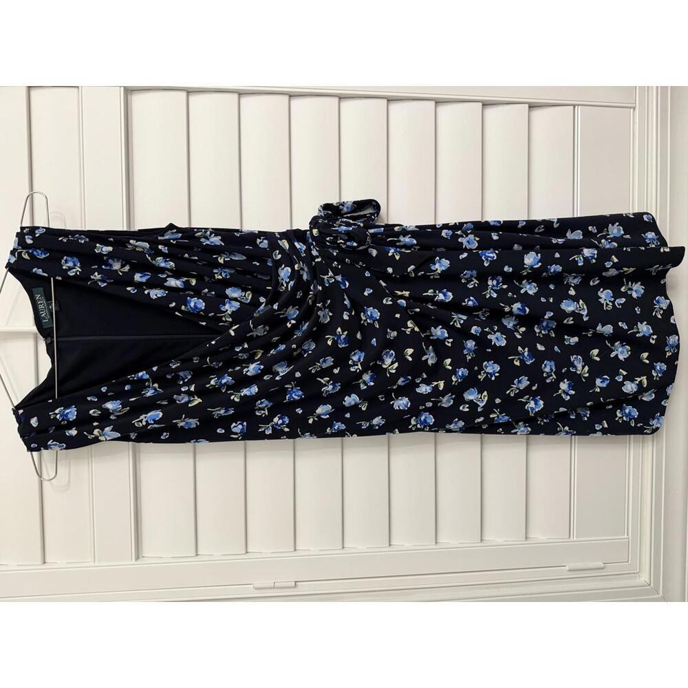 Lauren Ralph Lauren floral jersey wrap-style dress in navy blue